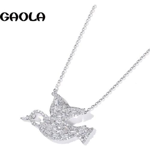 GAOLA Vintage Bird Necklaces Pendants Silver Color Cubic Zirconia Jewelry For Women Accessories