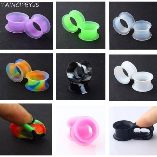 TIANCIFBYJS Silicone Flexible Body Jewelry Flared Flesh Ear Plug Tunnel Piercing Earring Expander Stretcher 264pcs Mix 11 Colors