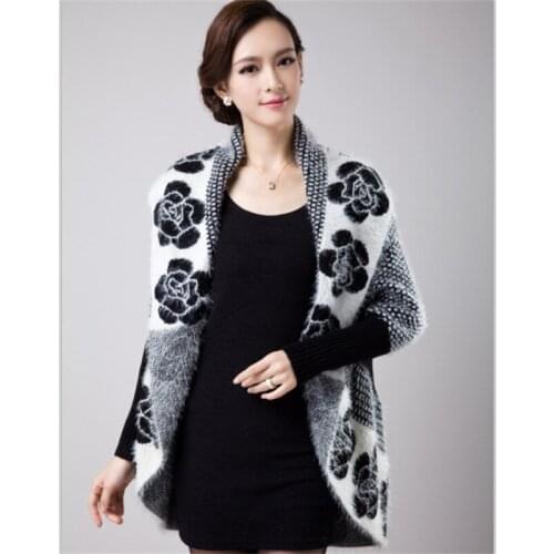 Mazefeng Autumn New Knit Female Cardigan Loose Streetwear Knit Sweater Coat Floral Print V Neck Knitted Cardigans Women Jackets