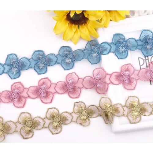 2 yards New Embroidery Lace Color Butterfly Flowers Series Lace Ribbon Clothing Home DIY Handmade Sewing Accessories