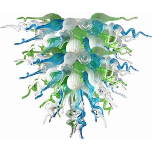 Murano Glass Chandelier Lamps for Living Room Chilly Aqua Blue Green Glass Chandeliers Art Glass Lights LED Light Fixture