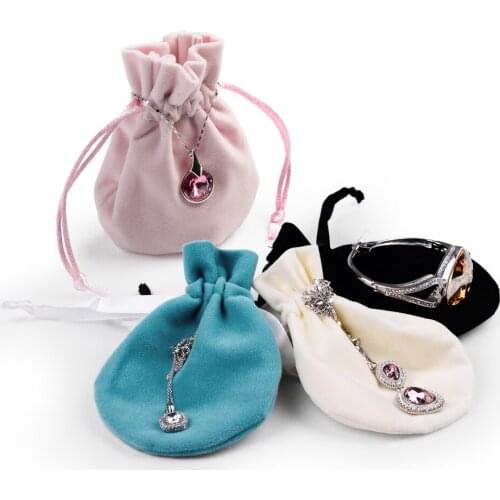 FANXI 12PCS/LOT Soft Small Velvet Jewelry Bag with Silk Ribbon Ring Necklace Earring Bracelet Packaging Gift Pouch Shop Favors