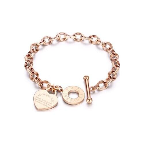 Fashion Jewelry Heart Bracelet For Women Titanium Steel Gold Color Woman Bracelet Jewelry Lover Gift