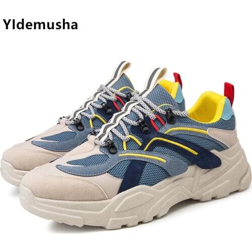 2020 New Spring Mens vulcanized shoes Men Sneakers Brand Designer Platform Chunky Sneakers Men Trainers Lace Up Running Shoes