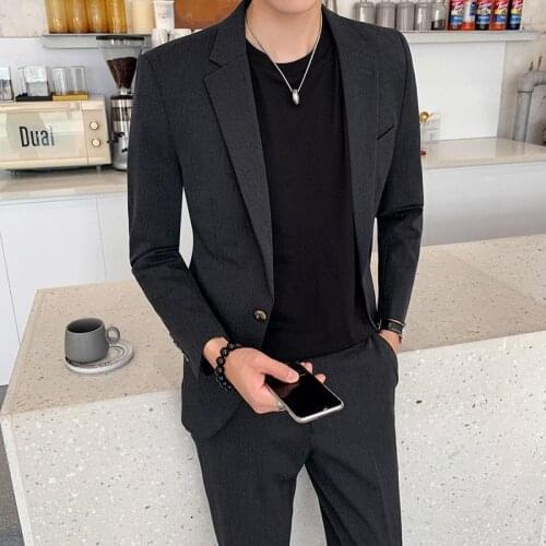 2021 Men Spring New Blazer Casual Set Male Groom Wedding Suit Prom Men Suit Costume Homme Mens Suit 2 Pcs Jacket Pant W471