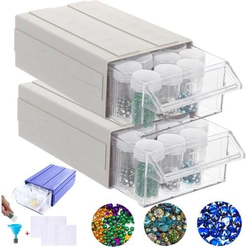 1Set DIY 5D Diamond Painting Beads Storage Container with Detachable Boxes Silicone Funnel Drill Bottle Bead Storage Jar Drawers
