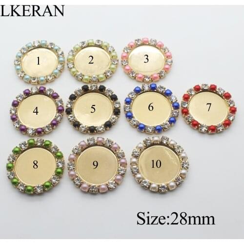Glamour 10pc New inner 20mm pearl rhinestone Negative button to KC Gold metal DIY Tray Cap Setting Film Supplies Scrapbook Craft