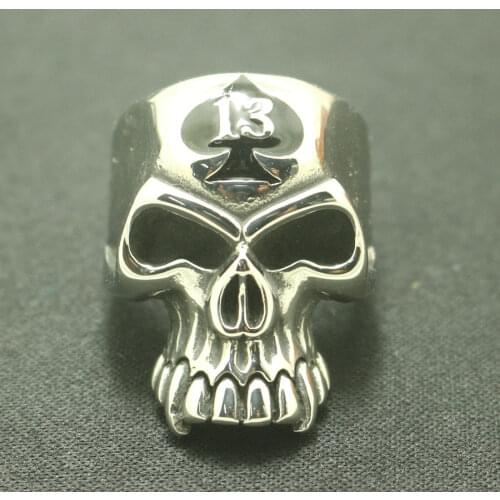 316L Stainless Steel Number 13 Cool Skull Ring Free Shipping