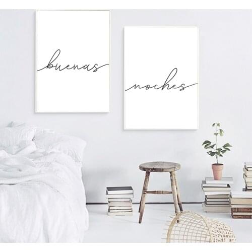 Buenas Noches Goodnight Spanish Posters and Prints Modern Minimalist Quotes Wall Art Canvas Painting Bedroom Above Bed Decor