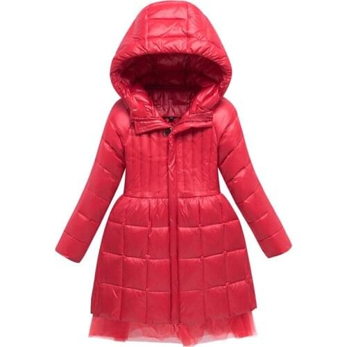 Girls Winter Coat Children Down Jacket 2020 New Mid-Length Children Princess Lace Dress Chrismas Outerwear Girls Puffer Jacket