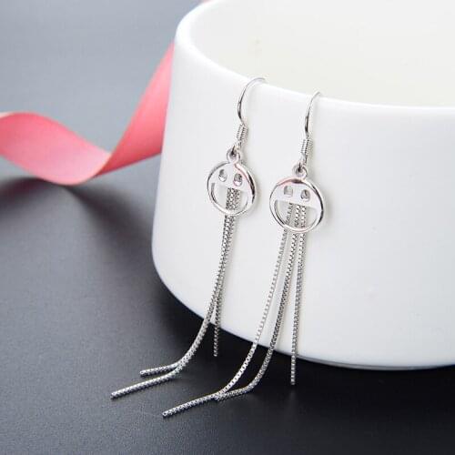 S925 Sterling Silver Drop Earrings for Women s925 Long Tassel Cutout Earrings for Wedding Fine Jewelry Female kolczyki damskie