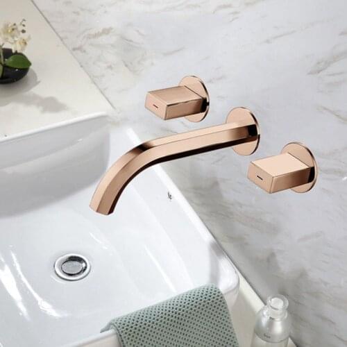 Bathroom basin faucet brushed gold Bathroom faucet Rose Gold Tap Widespread Black Basin Mixer Hot Cold shower room sink Faucet