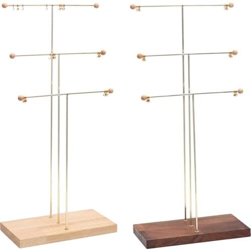 3 Layer Display Stand Show Rack for Jewelry Earring Necklace Ring Storage Natural Wooden Simple and Fashionable Large Capacity