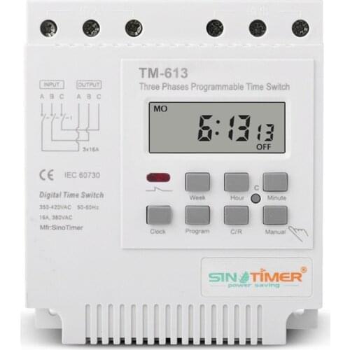 Hot TM613 380v Three Phase Timer Programmable Switch With Backlight Digtal Time Switch For 7 Days-24 Hours