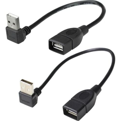 USB 2.0 Cable Extender Power Cord Adapter Wire Super Speed Data Extension Cable 90 Angled Down/Up Black 25/50cm