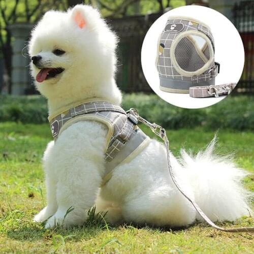 XS-L Breathable Mesh Small Dog Harness And Leash Set Puppy Cat Vest Harness Collar For Chihuahua Pug French Bulldog High Quality