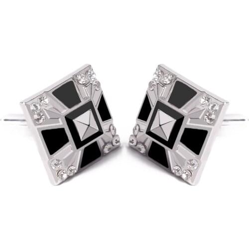 Enamel Cuff Links Square Pyramid Cufflinks For Mens French Shirt Rhinestone Taper cone Cufflink Cuff Buttons Party Gift for men
