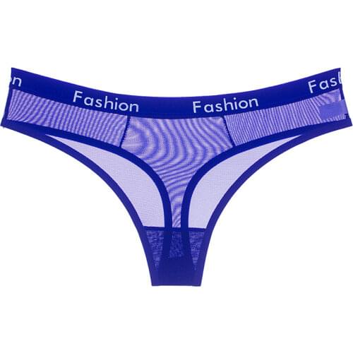Womens underwear sexy transparent mesh sports letters low waist seamless ladies briefs thongs teen girls T-back femme g-string