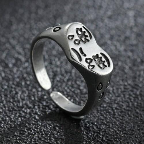 Vintage Crying Face Finger Rings for Women Girl Punk Hip Hop Opening Adjustable Ring Fashion Rings Statement Jewelry Gift