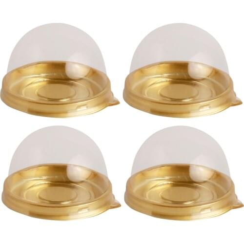 50pcs/set Environmentally Friendly Food Grade Transparent Round Egg-Yolk Puff Mooncake Box Packing Box for Mooncake Cake Dessert