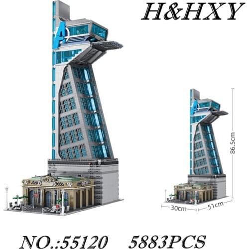 IN STOCK 5883PCS 55120 Hero Tower Iron Tower Man Base Model with LED Lights Building Block Bricks Toys Birthday Christmas Gifts