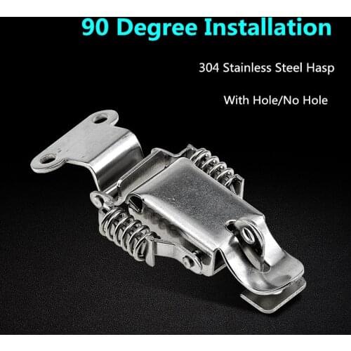 90 Degree Hasp Stainless Steel 304 Lockable Trunk Tool Box Draw Hasp Latch Catches Toggle Catch Clasp Box Wooden Case Padlock