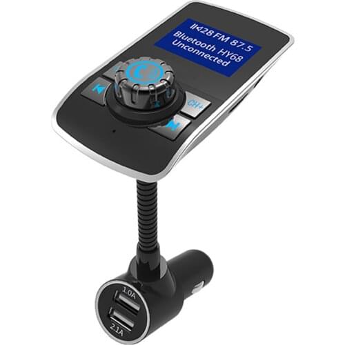 Bluetooth V4.2 LCD FM Transmitter Radio Car Adapter Car MP3 Player Support TF Card 2 Port USB Charge w/Mic AUX Port