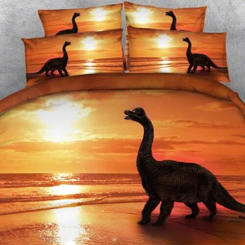 Brand Goldeny 3 Parts Per Set Dinosaur Land Sunset Beach 3d HD digital Childrens bed set boys bed sheet set