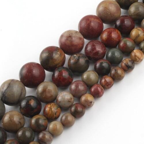 Natural Stone Picasso Jasper Beads For Jewelry Making Round Loose Beads DIY Bracelet Necklace 15'' inch 4 6 8 10 12mm Wholesale