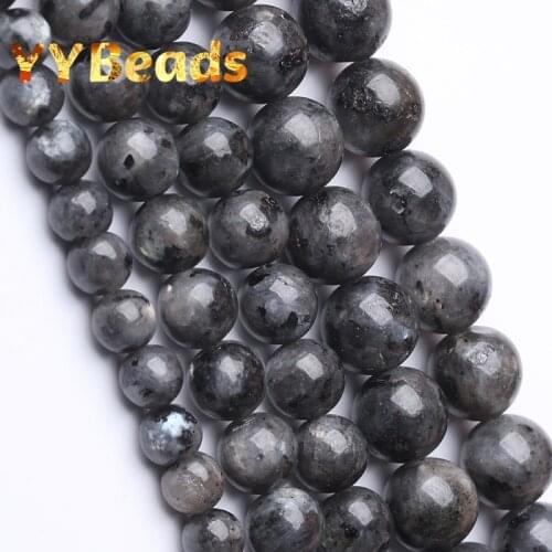 Black Labradorite Larvikite Stone Beads 4-12mm Natural Round Loose Charm Beads For Jewelry Making DIY Women Bracelets Ear Studs