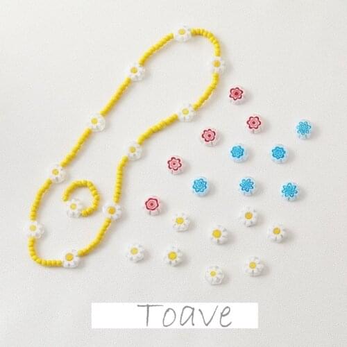 Retro ins colored glaze flat bead round hexagon flower straight hole diy beaded jewelry material necklace accessory