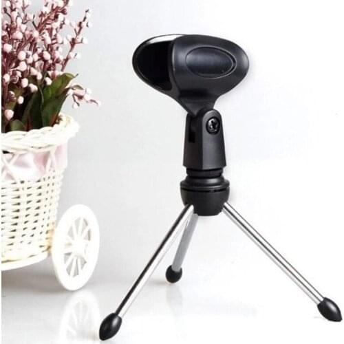 85DD Computer Conference Microphone Holder Super Lightweight Desktop Microphone Tripod Stand With Mic Clip Adjustable Height