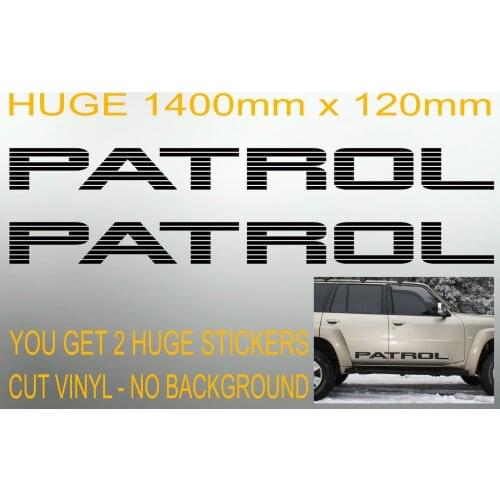 For 2xCar Sticker HUGE PATROL Door Intercooler for Nissan GU GQ 4x4 stickers 1400mm
