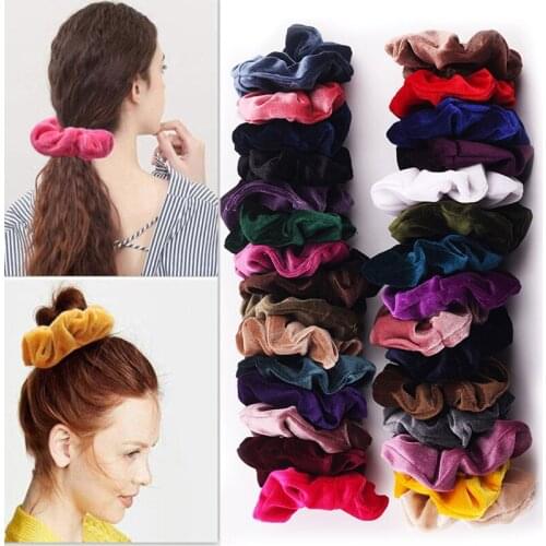 Elegant Velvet Hair Rope Satin Sequin Cloth Scrunchies Elastic Hairband Women Ponytail Holder Hair Ties Girls Hair Accessories