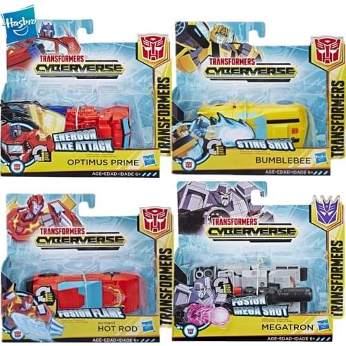 Hasbro TransFormers Cyberverse One Step Bumblebee Megatron Hot Rod Optimus Prime Model Anime Figures Favorites Collect Ornaments