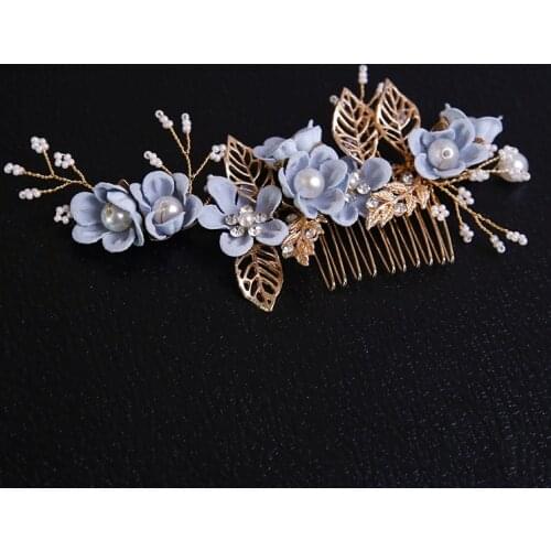 Pink flower beads hair comb girls Flower Headdress Banquet bridemaid hair Accessories