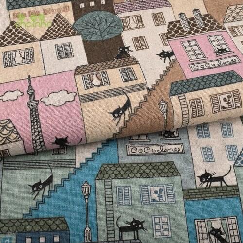 Printed Cotton Linen Fabric For Patchwork Quilting Sewing DIY Sofa Table Cloth Furniture Cover Tissue Curtain Bag Cushion Fabric