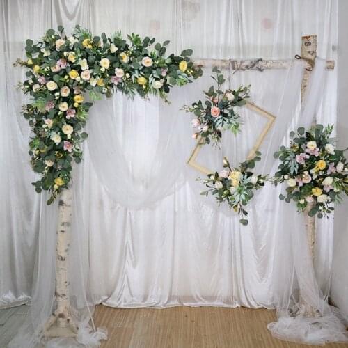 Customize artificial flower row garland decor home curtain wedding road lead corner flower wall silk flower centerpieces ball