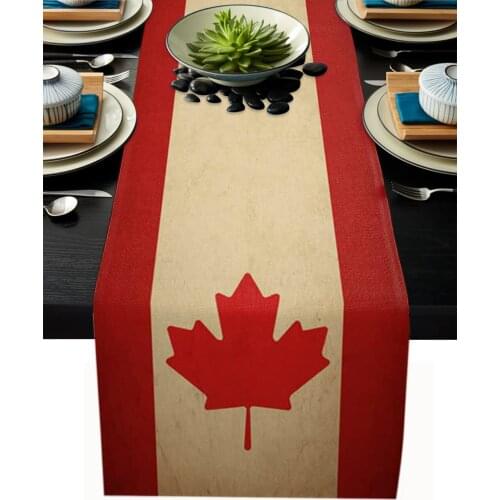 Canada Flag Vintage Texture Table Runner Modern Party Dining Table Runner Wedding Table Decor Tablecloth and Placemats