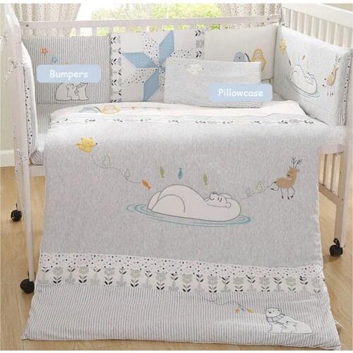 Knitted Cotton Newborn Bedding Sets Collision Proof Baby Bed Bumpers Soft Breathable Pad High Quality Sheet Pillow Duvet Unisex