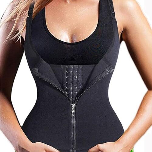 Women Waist Trainer Corset Zipper Vest Body Shaper Tank Top Shapewear With Adjustable Straps Waist Support Weight Loss For Yoga
