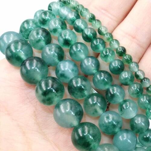 Natural Green Chalcedony Jades Stone Round Loose Beads For Jewelry Making Charm DIY Earrings Bracelet Material 4/6/8/10/12mm