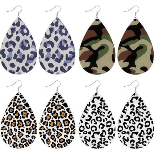 Trendy Camouflage Leather Earring for Women Fashion Water Drop Leopard Earring Jewelry Hot Sale Girl Gift Accessories Wholesale