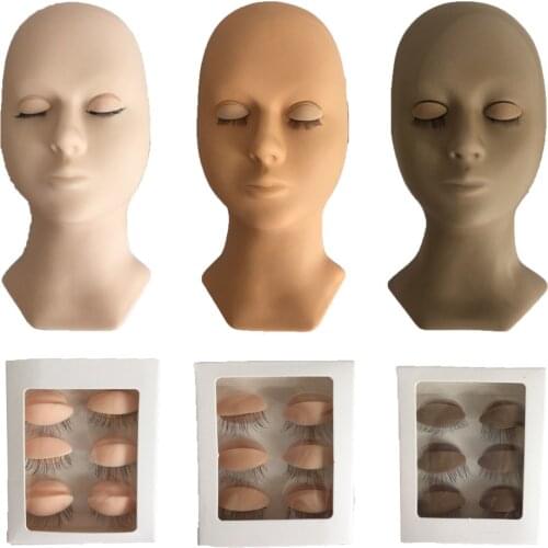 False Eyelashes Mannequin Model Head kit Practice False Lashes Extension Grafted Lashes Training Tools