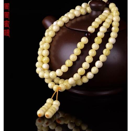 Natural raw amber white amber bracelet 108 beads amber 8mm beeswax bracelets for Women Best Friend pressed amber