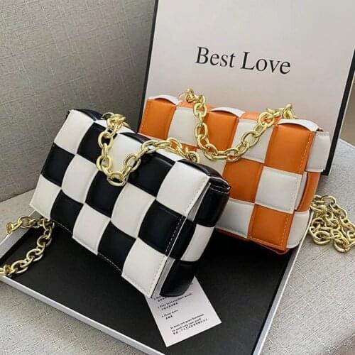 2021 new Female Leather Weave Crossbody Bag for Lady New PU Leather Womens Designer Handbag Square Shoulder Messenger Bag