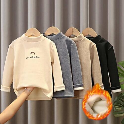 New autumn and winter warm sportswear Plush bottomed sweater Plush warm pajamas baby pajamas base coat boys' bottom coat