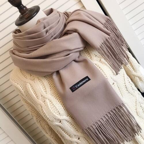 2021 Winter New Style Tassel Imitation Cashmere Like Scarf Long Section Ladies Warm Pure Color Variety Shawl Wholesale