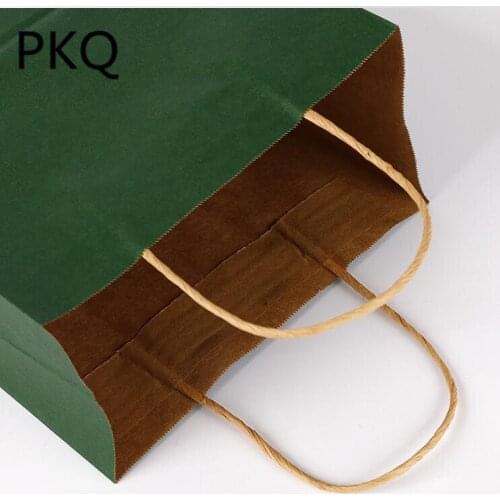 25pcs Kraft Paper Gift Bag With Handle Festival Jewelry Bags Wedding Birthday Party Gift Package Wrapping Supplies