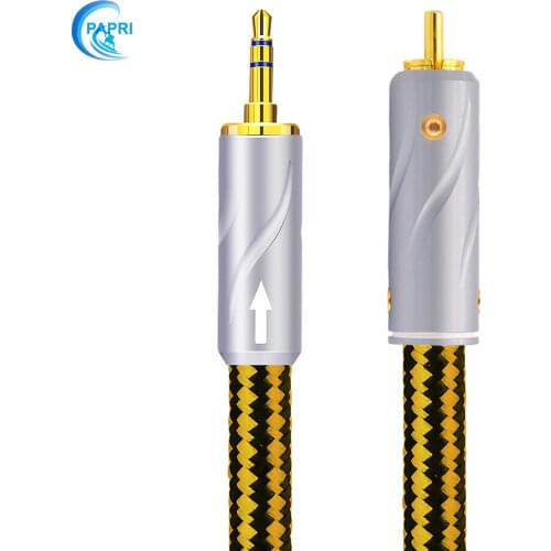 PAPRI S-9 3.5mm To RCA 6N 99.99997% OCC Copper+ Silver Plated Cable Male To Male Connector Audio Line MOJO Cables